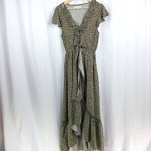 Beyond the Radar Women's Dress Size Medium Ruffle Hi Low Hem Boho Flowy Maxi
